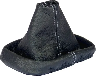 Produktbild von Schaltsack Naht grau Schaltmanschette passend für VW Polo 9N 100% Echtleder Schwarz