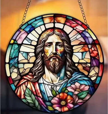Obrázek produktu pro Lapač Slunce - Jesus | Vitrážové Umění KP31398
