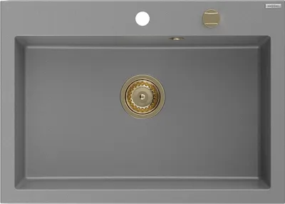 Immagine prodotto di Mexen Elix lavello in granito a 1 vasca 700 x 500 mm, grigio, sifone dorato - 6526701005-71-G