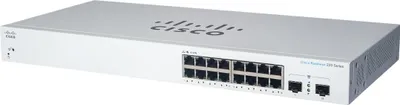 Productafbeelding van Cisco CBS220-16P-2G, beheerd, L2, Gigabit Ethernet (10/100/1000), Power over Ethernet (PoE), geschikt voor inbouw in een rack