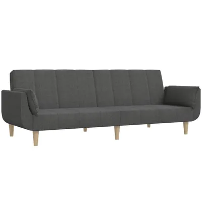 Produktbild von Schlafsofa 2-Sitzer mit 2 Kissen Dunkelgrau Stoff