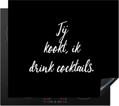 Produktbild von KitchenYeah© Herdabdeckplatte Du kochst, ich trinke Cocktails - Zitate - Sprichwörter - Cocktail - Getränke , 58x51cm, Küche Deko, Glaskeramikkochfeld Herdabdeckung, Abdeckplatte fùr Kochfeld