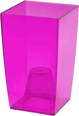 Produktbild von Orchideen-Topf - Pflanzerhaltungskasten - Orchideen-Hygienesystem - Hochpott - Blumengefäß - 12x12x20 cm - Rosenfarbenes Durchsichtig