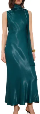 Produktbild von TRENDYOL Smaragdgrüner Schal, Satin-Midikleid, stilvoll/für den Abend, Artikelnummer: Tprss26El