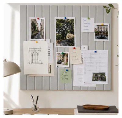 Productafbeelding van Relaxdays Viltpinbord, set van 2, zelfklevende rechthoeken, voor kantoor en thuis, vilt, 30x40 cm, viltwand inclusief speldjes, lichtgrijs