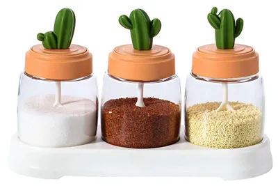 Productafbeelding van Glazen Kruidenpot Set met Lepelhoes en Deksel