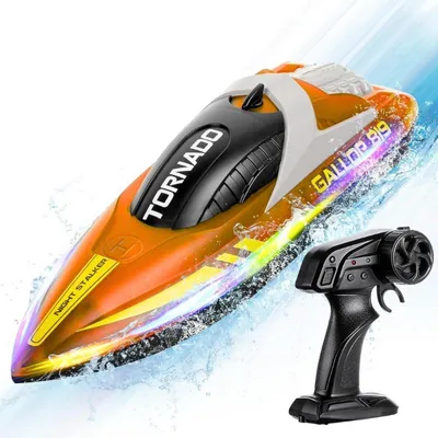 Image de Bateau télécommandé iUni HJ819, bateau RC haute vitesse, vitesse 15 km/h, 2.4GHz, orange
