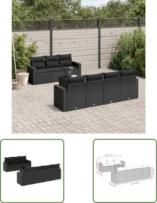 Produktbild von The Living Store 8-tlg. Garten-Sofagarnitur mit Kissen Schwarz Poly Rattan