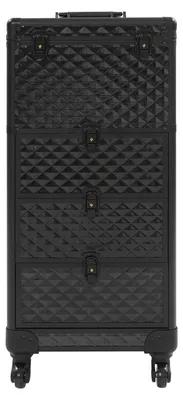 Produktbild von Salontrolley - Rollbarer Schminkkoffer mit Schubladen - 3 Ebenen - 34x27x107 cm - Aluminium/MDF - Schwarz