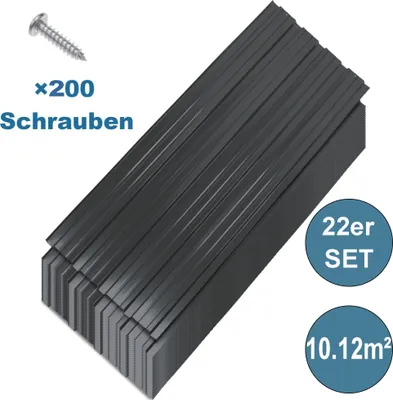 Produktbild von 22x Trapezblech 108cm x 42.6cm = 10.12 m² Dachblech für Gerätehaus Carport Anthrazit verzinkt Profilblech Wandblech Dachblech Wellblech Dachplatten