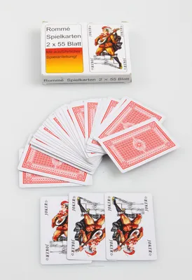 Produktbild von Rommé Spielkarten 2 x 55 Blatt im 11,5x9 cm großen Karton
