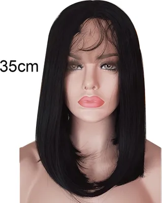 Produktbild von 12 Zoll Damen Spitze Front Bob Natural Straight Hitzebeständige synthetische Perücke Haarteil