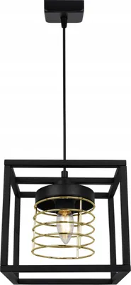 Produktbild von Rasti Cage Hängelampe - Deckenlampe für Wohnzimmer Schlafzimmer und Esszimmer- Pendelleuchte aus Metall und Glas - E27 - Gold - 1-Flammig
