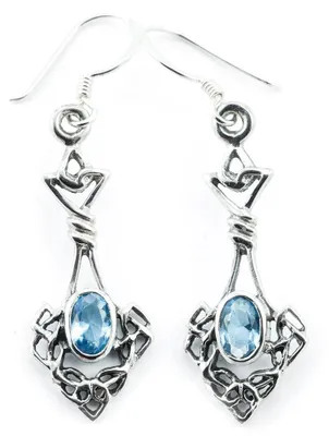 Produktbild von Ohrhänger, Ohrringe Celtic Topazfarbenen Kristallstein 925er Silber