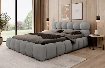 Produktbild von Polsterbett Bett AURELIA 140x200cm Komplettset in Stoff Ascot Grau  / Speed