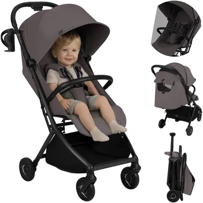 Immagine prodotto di Lionelo Sia Buggy ultraleggero 5,9 kg, pieghevole compatto 18x51x49 cm, chiusura con una sola mano, UPF50+, ruote ER, Dri-Seat, set di accessori - Beige Taupe