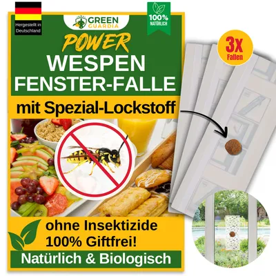 Produktbild von Fenster Wespenfallen mit Spezial-Lockstoff – 3x Fallen – Wespen bekämpfen am Fenster, Wespenfalle Klebefalle, Wespenfalle Innenbereich, Wespen Fänger