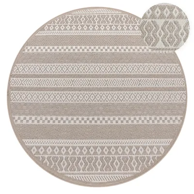 Produktbild von Outdoor Teppich Flachgewebe modern Boho Ethno wetterfest Außenbereich Grösse 80 cm Rund