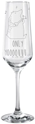 Produktbild von Mr. & Mrs. Panda Champagnerglas Bär Gitarre - Transparent - Geschenk, Glas, Sektglas mit Gravur, Sektkelch, Trinkglas, graviert, Teddy