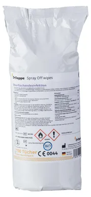 Produktbild von DrDeppe - Spray Off wipes - alkoholhaltige Flächendesinfektionstücher - Dose-Nachfüllpack 150 Tücher