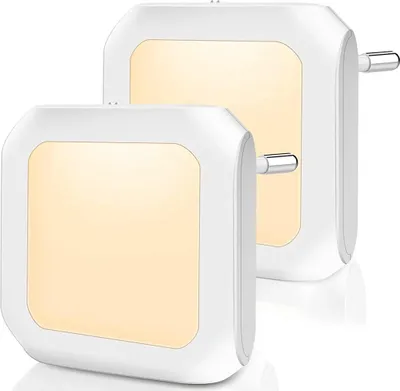 Produktbild von 2 Stück LED Nachtlicht Steckdose Dimmbar Warmweiß mit Dämmerungssensor für Treppe, Schlafzimmer, Flur