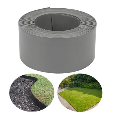 Produktbild von Riossad Rasenkante (Hoehe 10 cm Laenge 25 m, Grau) Beetumrandung Beeteinfassung Maehkante Profilkante hoch fuer Gartenumrandung Pflasterstein Rasenkanten kunststoff