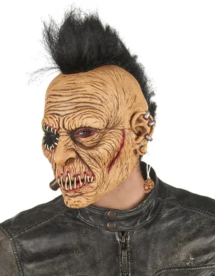 Produktbild von Punker-Maske mit Irokese Horror-Maske für Halloween beige-schwarz -