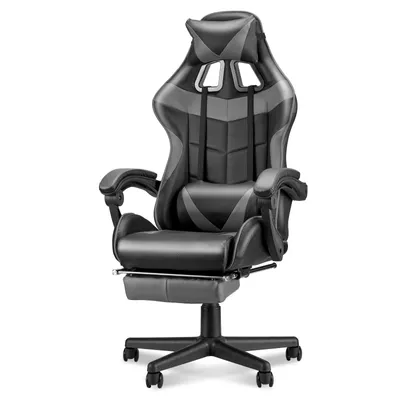 Produktbild von Arvioo Gaming Stuhl Ergonomisch, Gaming Chair mit Massagefunktion, Atmungsaktiv Kunstleder, Gamer Sessel, verstellbare Armlehnen für Home-Office, Grau