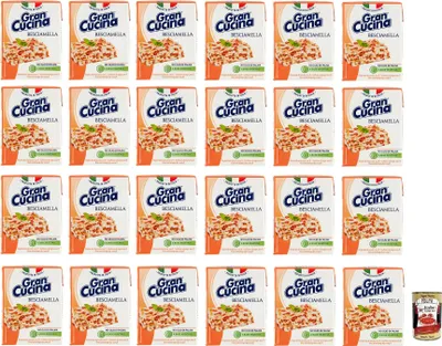 Produktbild von 24x Gran Cucina Besciamella,Creme auf Pflanzlicher Basis,Bechamel Sauce zum Kochen Ohne Palmöl 200g + Italian Gourmet Polpa di Pomodoro 400g Dose