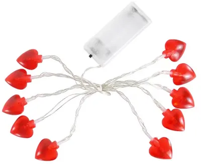 Produktbild von Lichterkette mit Herzen - Herzlichter - 10 Herzen - 120CM - Rote Herzlichterkette - Valentinstag - Romantische Dekoration - CHPN