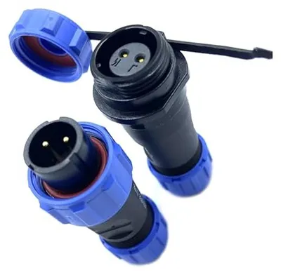 Productafbeelding van Luchtvaartstekker - Waterdichte Connector - Verlichting Aansluiten - Soldeervrij IP68 - 2-polig 13A - Zwart