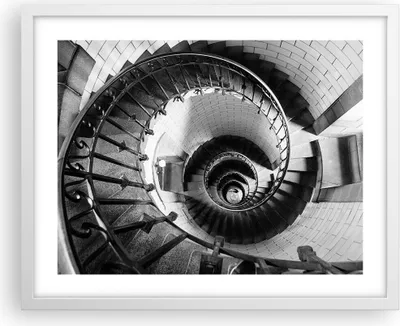 Produktbild von Gerahmtes Poster - Weißer Rahmen - Treppe Spirale Perspektive - 50x40 cm - Wand Bild - Wanddeko - Wandbilder - Kunstposter - Wandposter - Bilderrahmen - Bilder - Kunstdruck - P2WAA50x40-4384
