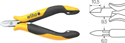 Produktbild von Wiha 26826, Diagonale Zange, Kohlenstoffstahl, Schwarz, Gelb, 115 mm, 11,4 cm (4.5"), 60 g