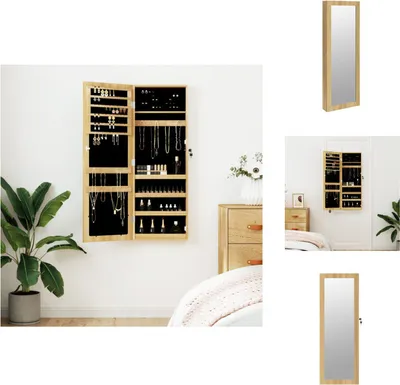 Produktbild von vidaXL Schmuckschrank mit Spiegel Wandmontage 37,5x10x106 cm - Spiegel
