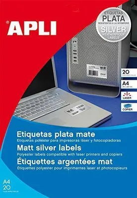 Obrázok produktu pre APLI 10071, Strieborná, 210 mm, 297 mm, 20 kusov