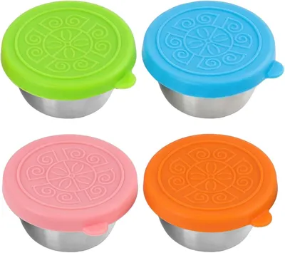 Produktbild von Soßenbehälter 50 ml, 4 Stücke, Edelstahl, auslaufsicherer Deckel, für Lunchboxen