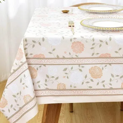 Produktbild von Wasserbeständiges und abwaschbares Rechteck-Tischläufer in Rosa-Boho-Stil