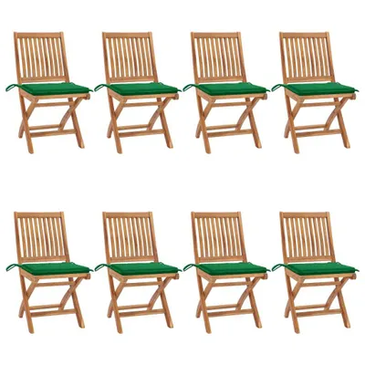 Produktbild von Klappbare Gartenstühle mit Kissen 8 Stk. Massivholz Teak