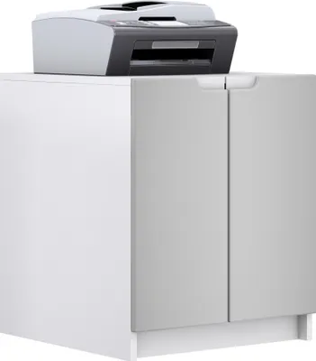 Produktbild von Vladon Druckerkommode Logan,  Germany, Aktenschrank mit 2 Fächern und 2 Türen, Korpus in Weiß matt, Fronten in Hellgrau seidenmatt (51 x 60,5 x 54 cm)
