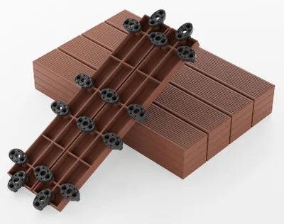 Produktbild von GUMI WPC Terrassendielen Terrassenfliesen Balkonfliesen Klickfliesen 50x8cm – Komposit Klicksystem Stecksystem für Balkon und Terrasse, Kastanienbraun