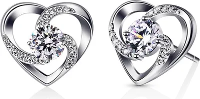 Image de B.Catcher Boucles d'oreilles coeur femme 925 argent zirconium cadeau