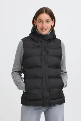 Produktbild von OXMO OXMariann Herren Steppweste Weste Outdoor-Weste mit Kapuze regulierbarem Elastikband Eingrifftaschen Reißverschluss Regular fit