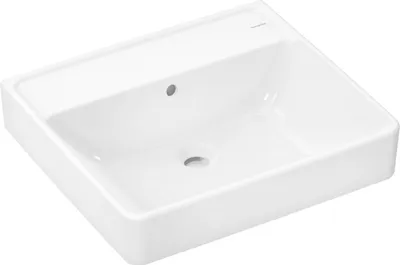 Obrázok produktu pre Umyvadlo hansgrohe Xanuia Q, bez otvoru na batériu a s prepadom, 550 × 480 mm, lesklá biela, 60235450