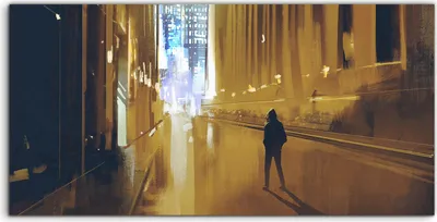 Produktbild von Coloray Acrylbild 100x50  Wandbild Acrylbilder dunkle Straße Silhouette eines Mannes