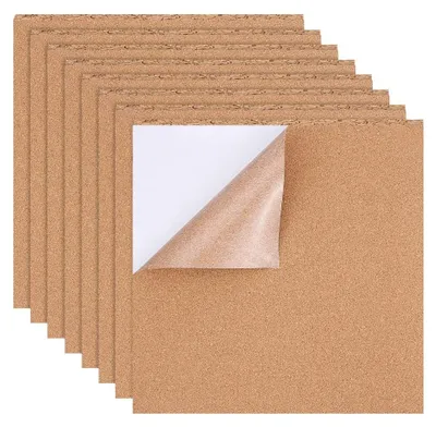 12 selbstklebende Korkplatten 30,5x30,5 cm, 1 mm dick