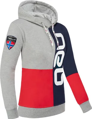 Zdjęcie produktu dla Nebulus Hoody NEB Ladies, swobodny sweter, bluza z kapturem, P5937 - Ladies, czerwono-granatowo-szary, S/36
