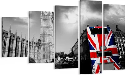 Produktbild von Bild auf Leinwand - Leinwandbild - Bus London Big Ben Gebäude - 100x60cm - Wand Bild - Wanddeko - Leinwanddruck - Bilder - Kunstdruck - Wanddekoration - Leinwand bilder - Wandkunst - EG100x60-2670