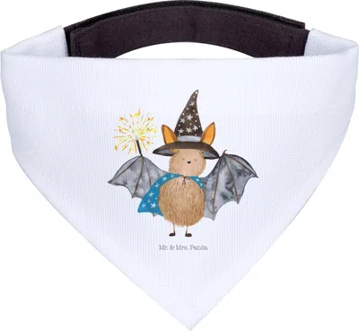 Produktbild von Mr. & Mrs. Panda Hundehalstuch Fledermaus Zauberer - Weiß - Geschenk, Hunde Halstuch, Reinsteigern, Frauen, Fledermäuse, Lustige Sprüche, Magier, Hund, Dreieckstuch, Für