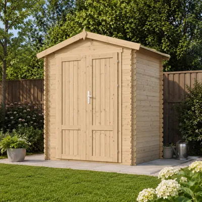Immagine prodotto di TIMBELA M367F1 Casetta Da Giardino In Legno 1,98 m², Capanno Da Giardino Per Esterno Con Pareti Da 19 mm, Casetta In Legno Per Attrezzi E Biciclette, Senza Pavimento, Porte A Pannello In Legno Massell