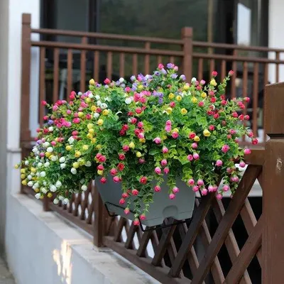 Produktbild von Famanu Kunstblumen Set 6 Bundles – UV- und Wetterbeständig – Kunstpflanzen Balkon Garten – Gemischte Farben